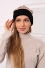 Czapka z polarem Bojana K265 czarny+beżowy+cappuccino