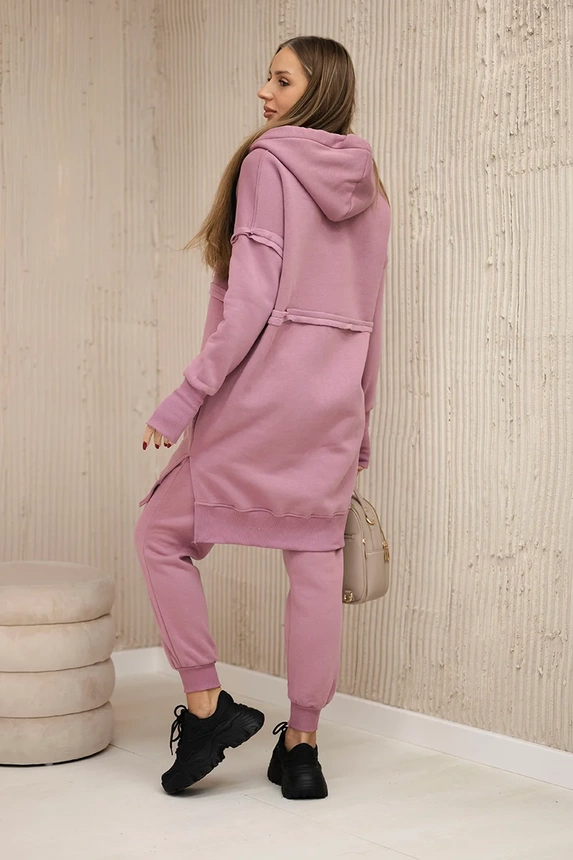 Insulated set with a long sweatshirt dark pink