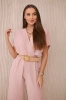 Overalls with a decorative belt at the waist powdered pink