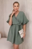 Muslin dress with waist khaki