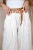 Wide-leg belted trousers ecru