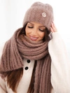 Women's set hat and long scarf made of soft yarn fango pink