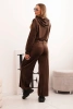 Damen-Sportanzug aus Velours mit weitem Bein und Kapuzenpullover braun