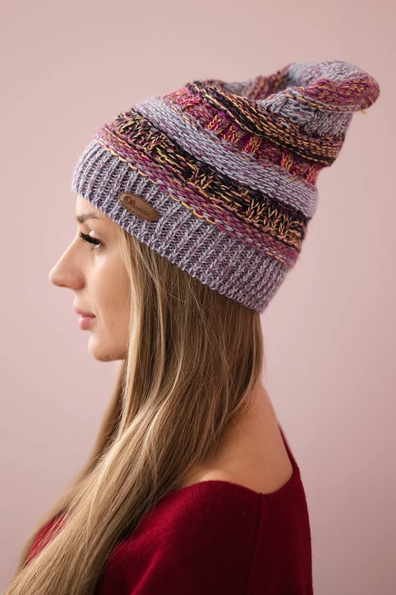 Čapica s fleece Patrycja K254 fialová+šedá