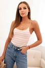 Women's striped ribbed tank top powder pink
