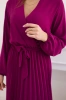 Kleid mit plissiertem Saum gebunden Pflaume