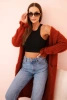 Damen-Cardigan aus Mohair im langen Schnitt mit Taschen rot