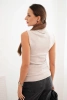 Women's sleeveless viscose blouse with a turtleneck beige