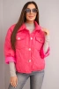 Spring women's quilted jacket with a floral pattern pink