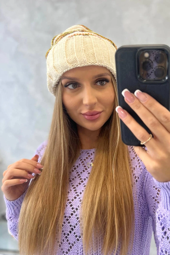 Feba Damenmütze K330 ecru+grün neon