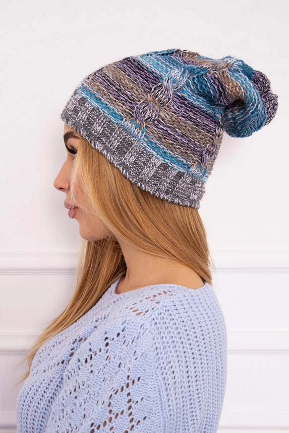 Cap with fleece Klaudia K255 maritime+gray