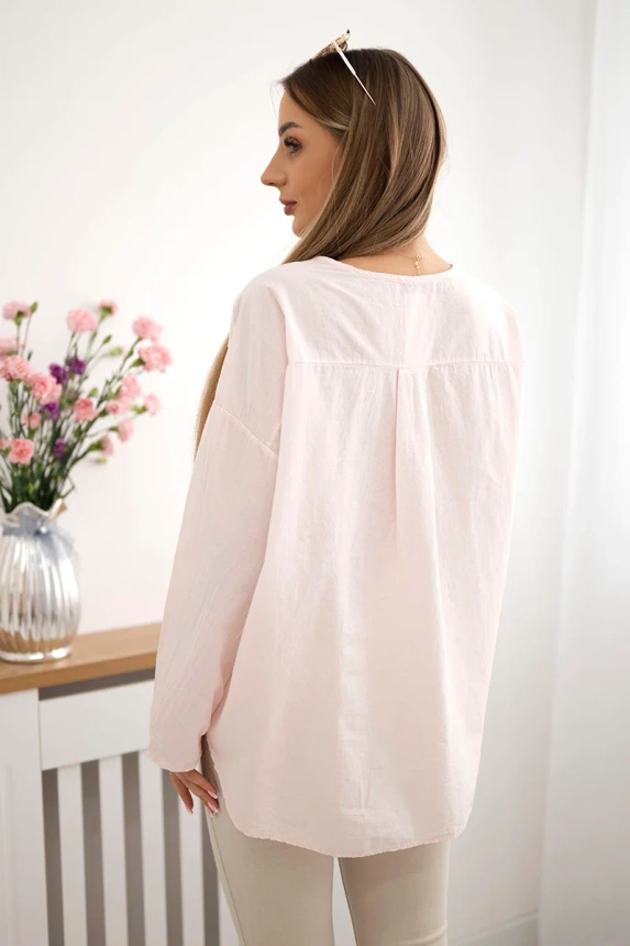 Shirt blouse with an embroidered pattern powder pink