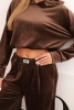 Damen-Sportanzug aus Velours mit weitem Bein und Kapuzenpullover braun