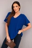 Women's short-sleeved sweater top with a V-neck cobalt blue