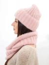 A set women's hat and snood made of knitwear powder