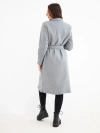 A coat women's with belt and collar double-breasted grey melange