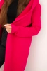 Dámska bavlnená prešívaná bunda s kapucňou a predĺženým predným dielom fuksia