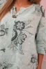 Women's cotton blouse with rolled-up sleeves and paisley pattern mint