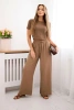 Musselin-Hose mit weitem Bein Kamel