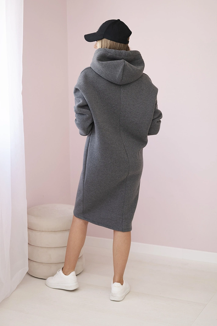 Kapuzenkleid mit Seitenschlitz dunkelgrau