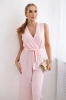 Jumpsuit tied at the waist with straps powder pink