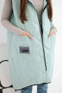 Damen Steppweste Plus Size mit Kapuze und Reißverschluss mintgrün