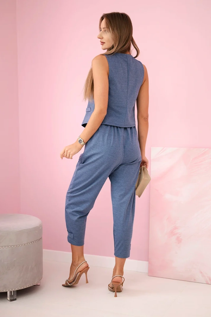 Vest + pants set denim melange