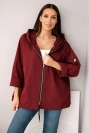 Women's spring jacket with hood and drawstring maroon