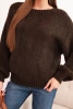 Women's sweater with thick knit and long sleeves brown