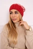 Milano fleecová čepice K203 ecru melange+red