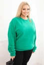 Damenpullover Plus Size aus Baumwolle basic mit Rundhalsausschnitt hellgrün