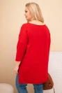 Dámska bavlnená blúzka Plus Size asymetrická s náhrdelníkom červená