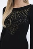 Knitted dress with a gold zirconia motif black