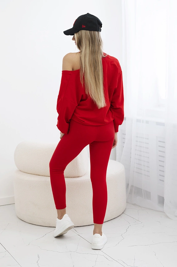 3-teiliges Set Sweatshirt + Top + Leggings rot