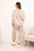 Women's oversized tracksuit set made of viscose with a washed effect dark beige