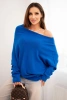 Women's asymmetrical batwing viscose sweater cornflower blue