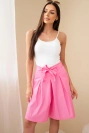 Women’s cotton shorts with tie detail and pleats light pink