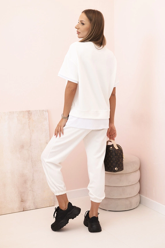 Women's butter set with short sleeves and pants ecru