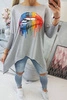 Blouse oversize with rainbow lips print gray