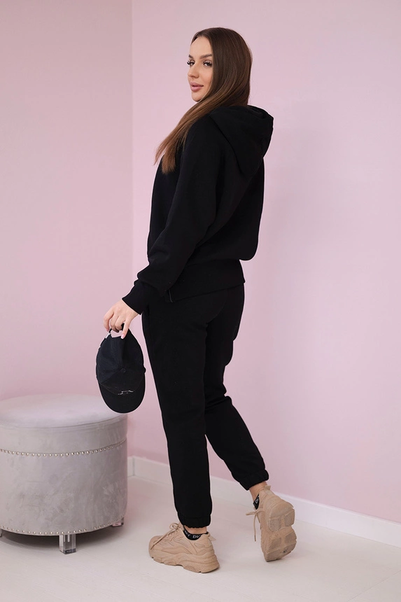 Insulated set with turtleneck and hood black