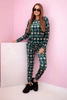 Women's velour set with monogram green + beige