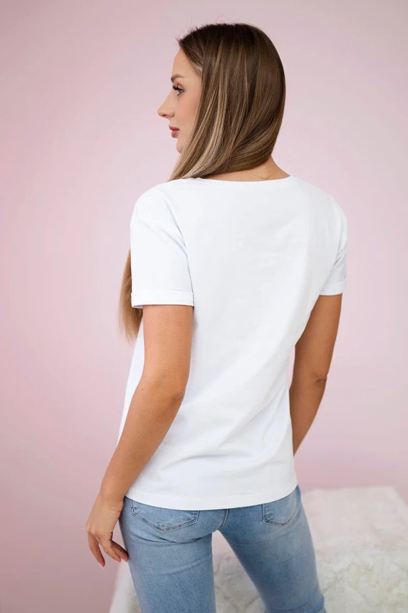 Bluse mit Frau Grafik weiß