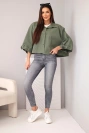 Dámská jarní bavlněná bunda zapínaná na knoflíky s límcem khaki