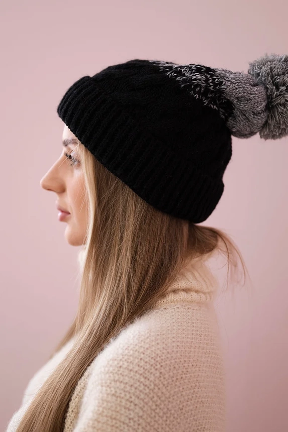 Čapica s fleece Ilona K218 čierna+sivá
