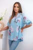 Damenbluse aus Baumwolle mit Blumenmuster blau