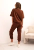 Women's set made of viscose, butter with short sleeves and pants, chocolate