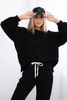 Cotton sweatshirt set with a longer back + pants black