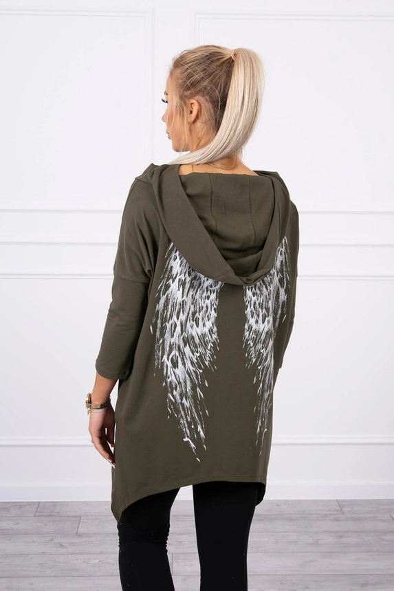 Bluse mit Flügeldruck khaki