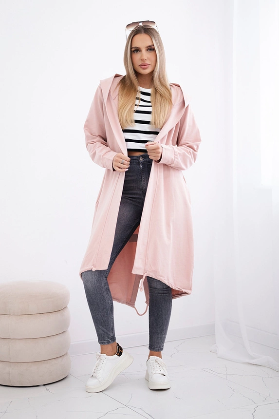 Cardigan with print oversize dark powdered pink