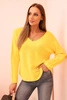 Women's sweater with viscose and V-neck dark yellow